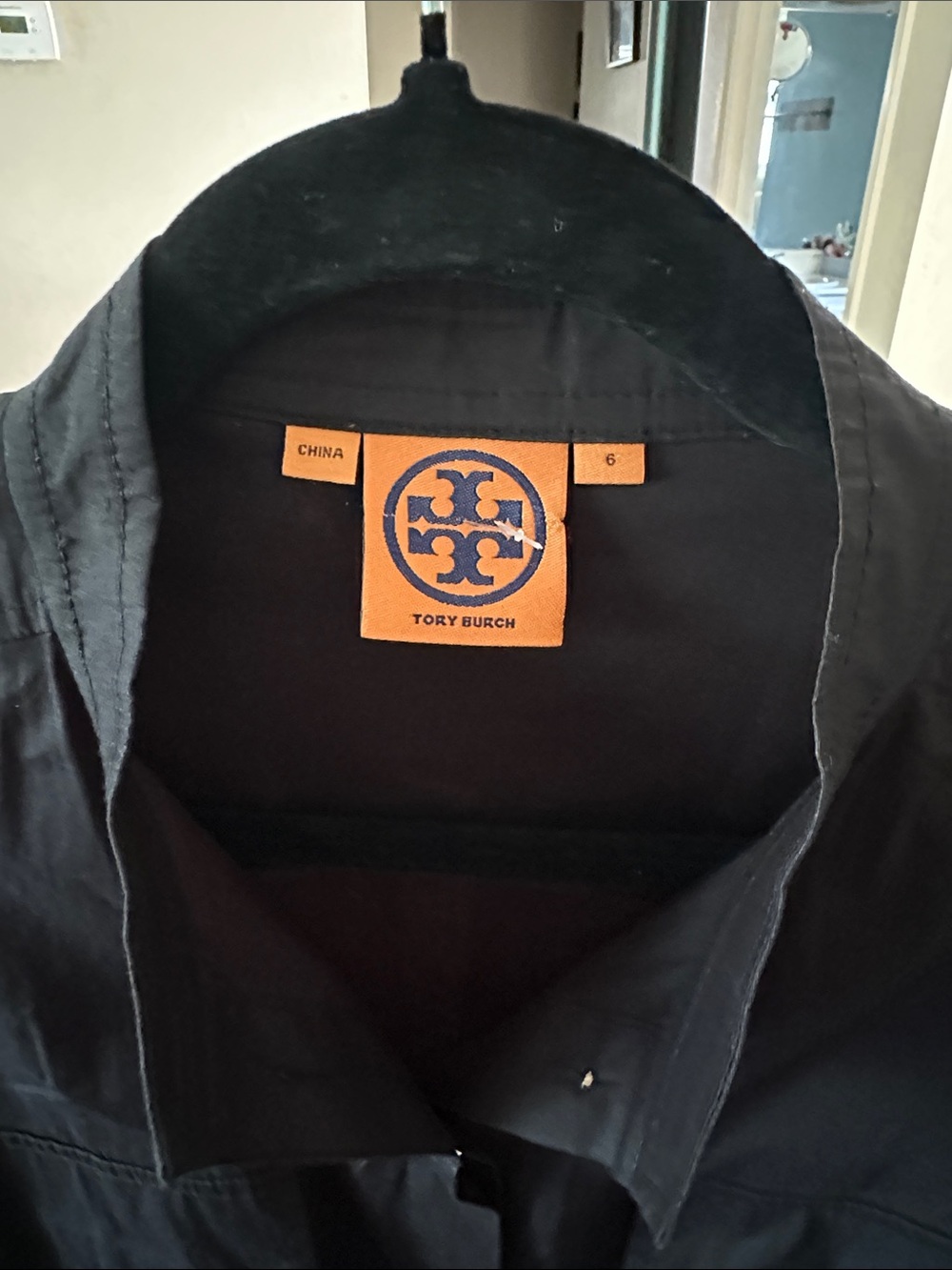 Tory Burch Black Utility Field Jacket with Roll-Tab Sleeves